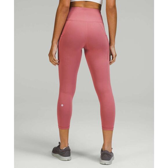 lululemon athletica Pants - Lululemon Wunder Train Crop 23" Brier Rose Size 10 Everlux Leggings w/ Pockets
